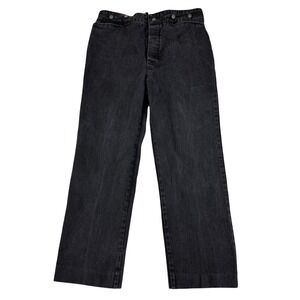 VTG Wah Maker Frontier Jeans Mens 36 Black Cinch Back Old West Suspender USA 80s
